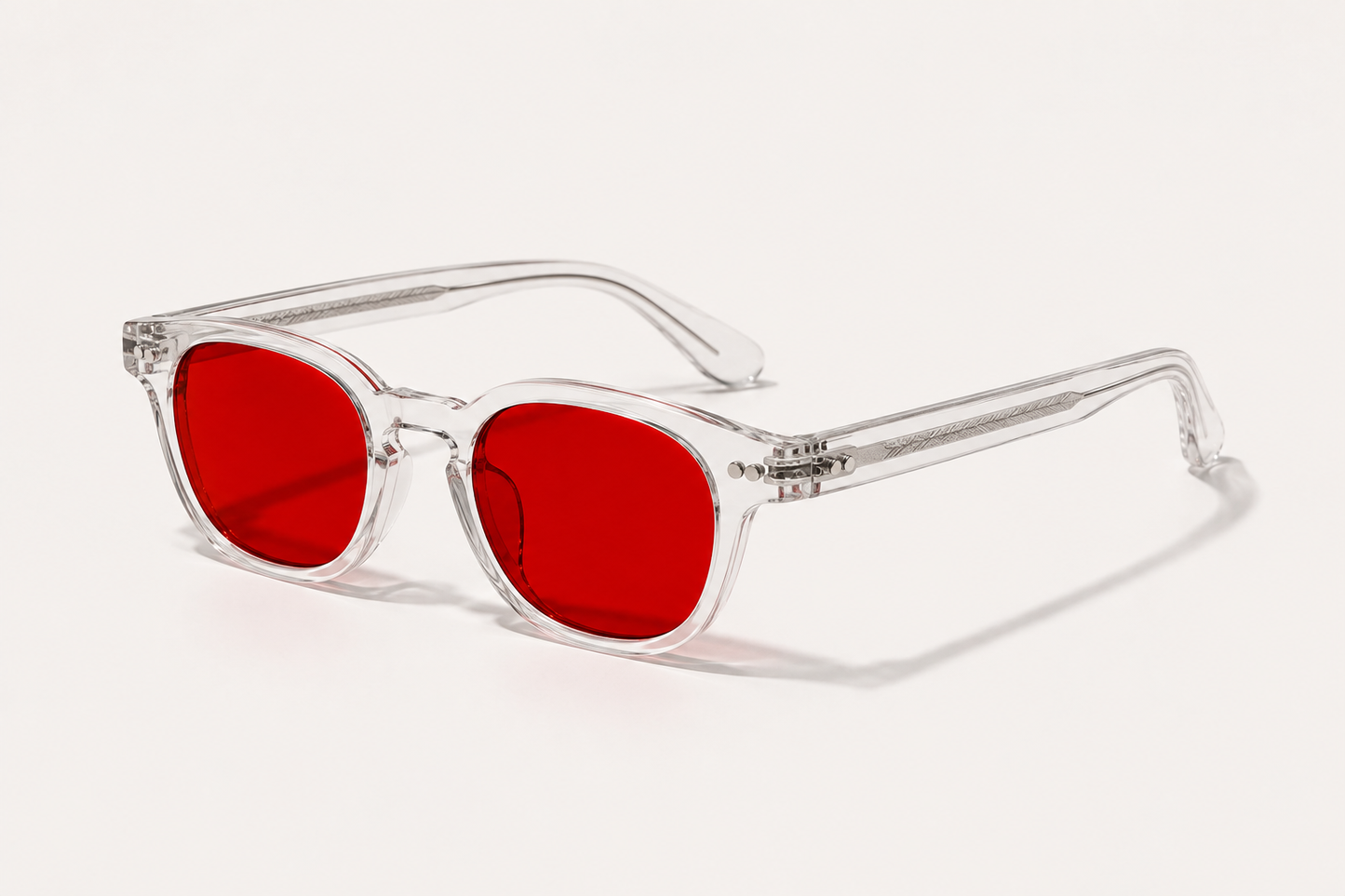 LUMA Red Lens Glasses Crystal Clear - side profile view