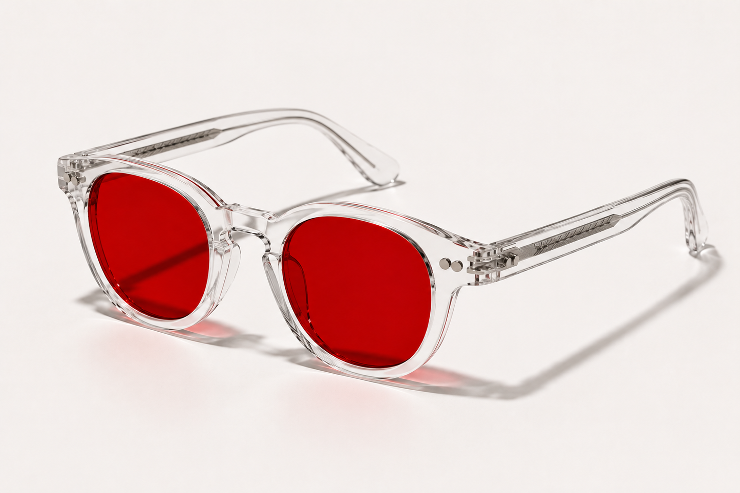 LUMA Red Lens Glasses Crystal Clear - packaging with case and cloth